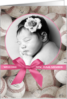 Congratulations New Baby Girl Baseball Custom Photo card