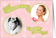 Birthday Then & Now Custom Name Photo Years card