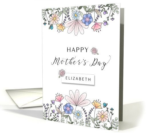 Happy Mother's Day Custom Name with Watercolor Flowers card (1675868)