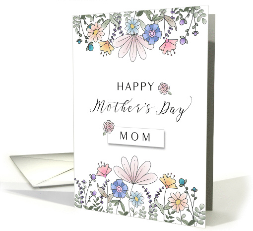 Happy Mother's Day MOM with Watercolor Flowers card (1675874)