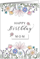 Happy Birthday MOM with Watercolor Flowers card