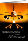 Pilot Retirement Congratulations Airplane Sunset Landing card