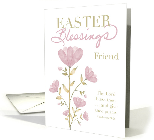 Friend Easter Blessings Scripture Watercolor Pink Flowers card