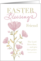 Friend Easter Blessings Scripture Watercolor Pink Flowers card