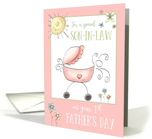1st Father's Day Special Son in Law Pink Baby Carriage card (1686156)