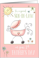 1st Father’s Day Special Son in Law Pink Baby Carriage card