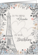 Friend Birthday Floral Eiffel Tower card