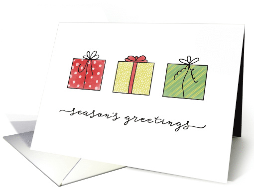 Seasons Greetings Simple Hand Drawn Watercolor Gift Packages card