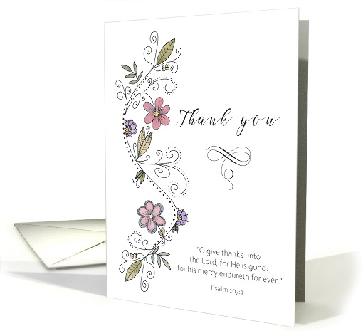 Thank You Scripture Hand Drawn Flower Swirl card (1696000)