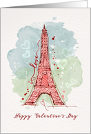 Valentine’s Day Watercolor Sketchy Doodle Eiffel Tower card
