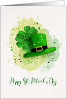 St. Patrick’s Day Sketchy Doodle Shamrocks and Leprechaun Hat card