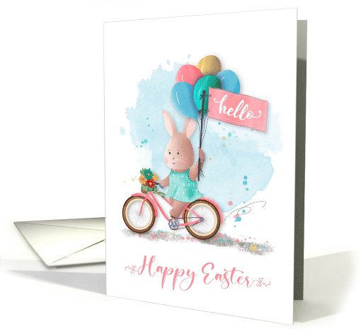 Easter Bicycle Bunny with Banner and Balloons card (1728932)