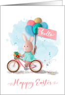 Easter Bicycle Bunny with Banner and Balloons card