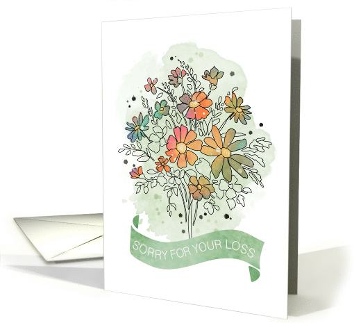 Sympathy Sketchy Watercolor Floral Bouquet card (1733040)