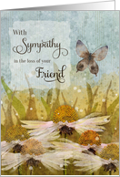 Sympathy Loss of Friend Messy Flowers and Butterfly card