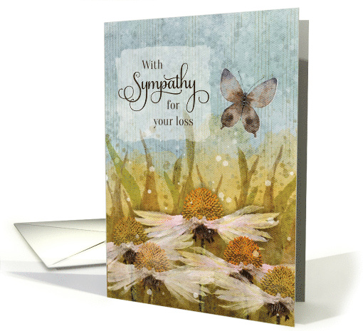 With Sympathy for Your Loss Messy Flowers and Butterfly card (1738242)