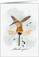 Thank You Watercolor Sketchy Doodle Hummingbird on Flower card