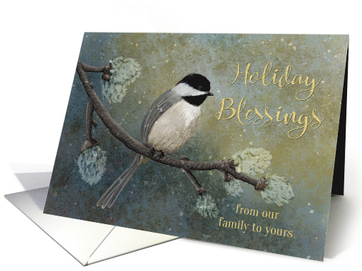 Winter Holiday Blessings from Family Chickadee on Limb card (1740748)