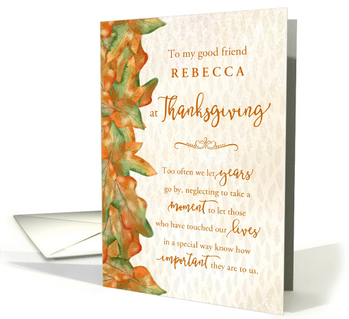 Friend at Thanksgiving Leaves Personalize with Name card (1747850)