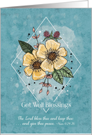 Get Well Blessings Sketchy Doodle Watercolor Flowers card