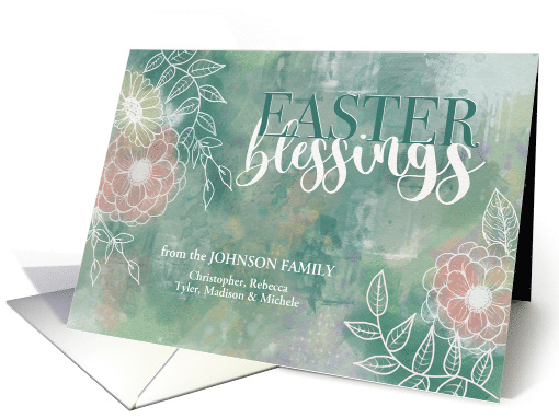 Easter Blessings from Custom Name Abstract Floral card (1758904)