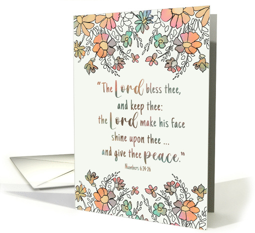 Sympathy Sketchy Floral Scripture Lord Give Thee Peace card (1761102)