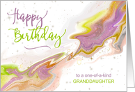 Granddaughter Birthday One of a Kind Colorful Abstract Stars and Ink card