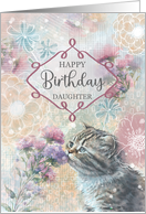 Daughter Happy Birthday Sweet Kitty and Flowers Collage card