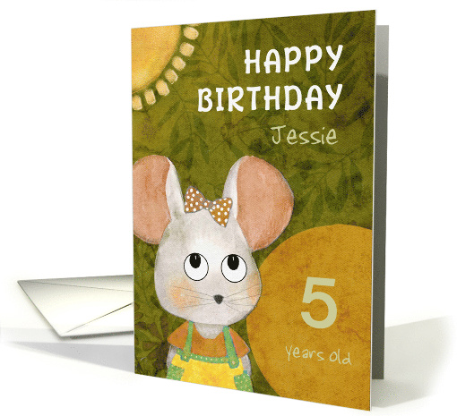 Birthday Custom Name Age Cute Mouse Painting card (1777130)