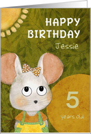 Birthday Custom Name Age Cute Mouse Painting card