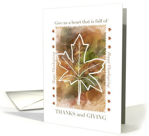 Thanksgiving Quote Around Maple Leaf on an Alcohol Ink Background card