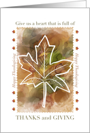Thanksgiving Quote Around Maple Leaf on an Alcohol Ink Background card