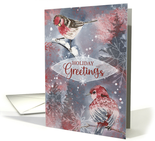 Holiday Greetings Winter Collage with Birds and Snowflakes card