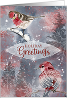 Holiday Greetings Winter Collage with Birds and Snowflakes card