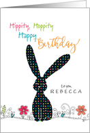 Custom Name Birthday Rabbit Silhouette with Dots card