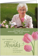 Sympathy Heartfelt Thanks Pink Tulips Custom Photo and Name card