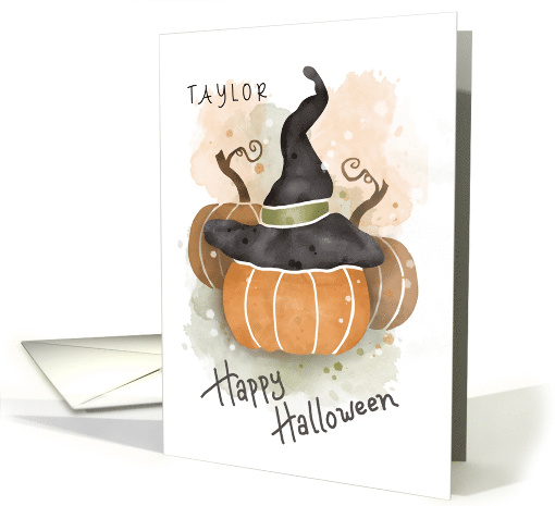 Personalized Halloween Pumpkin with Witch Hat card (1875768)