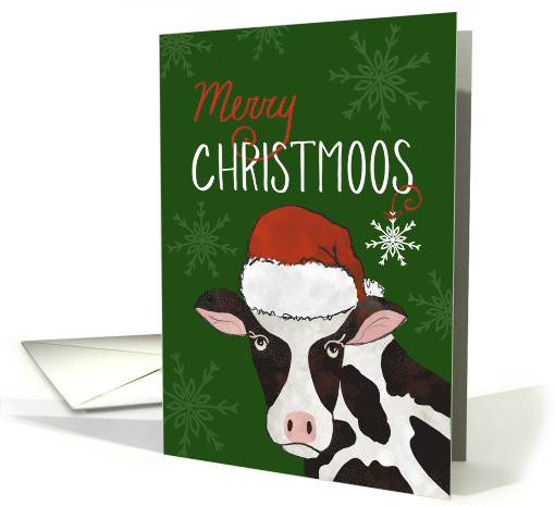 Merry Christmas Cow with Santa Hat card (1876834)