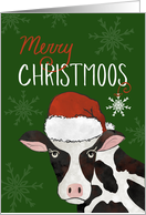 Merry Christmas Cow with Santa Hat card