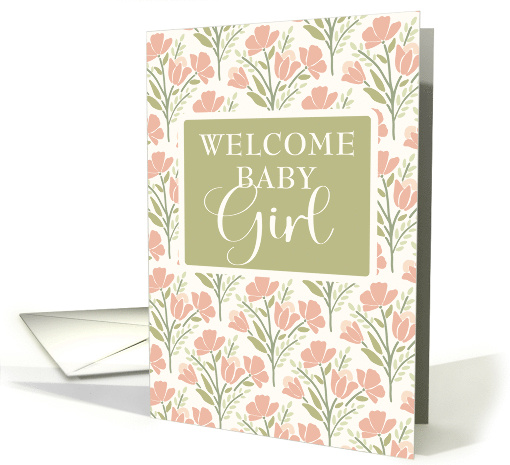Welcome Baby Girl Pink Flower Pattern card (1899184)