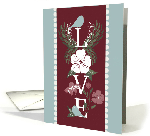 LOVE Valentine's Day Flowers and Birds card (1899186)