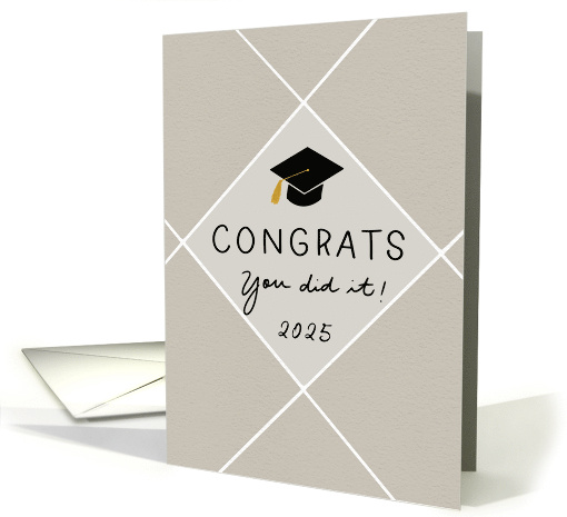Graduation 2025 Handwritten Congrats with Cap and Tassel card