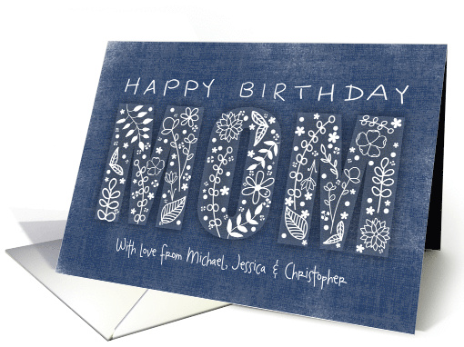 Happy Birthday with Love to MOM Custom Names card (1935612)