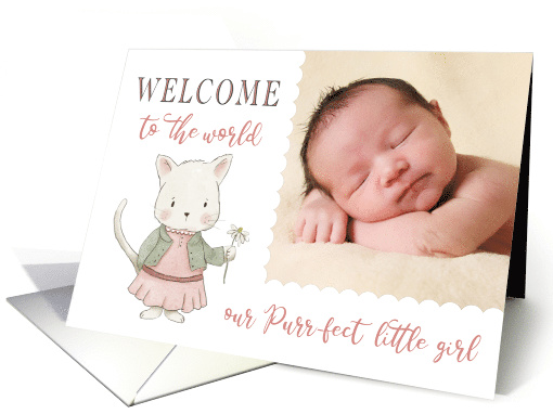 New Baby Announcement Watercolor Kitten Custom Photo card (1945590)