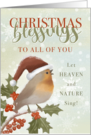 Christmas Blessings To All Robin Let Heaven and Nature Sing card