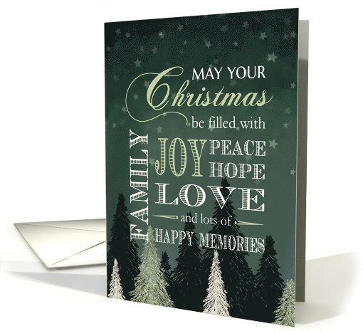 Christmas Filled with Joy Peace Hope Love Family and Memories card