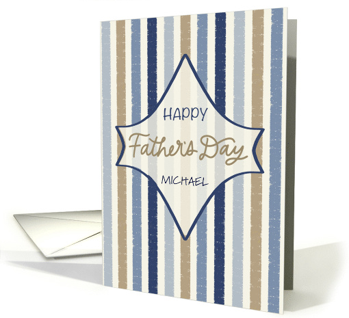 Father's Day Custom Name Distressed Blue Stripes card (1983822)