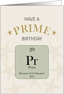 Birthday Prime Age 29 Periodic Elements Table card
