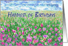 Happiest of Birthdays - spring meadow with flowers card