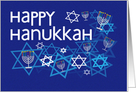 Happy Chanukah - Menorah, Star of David card